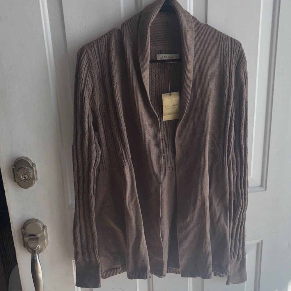 Sonoma Taupe Ribbed Cardigan